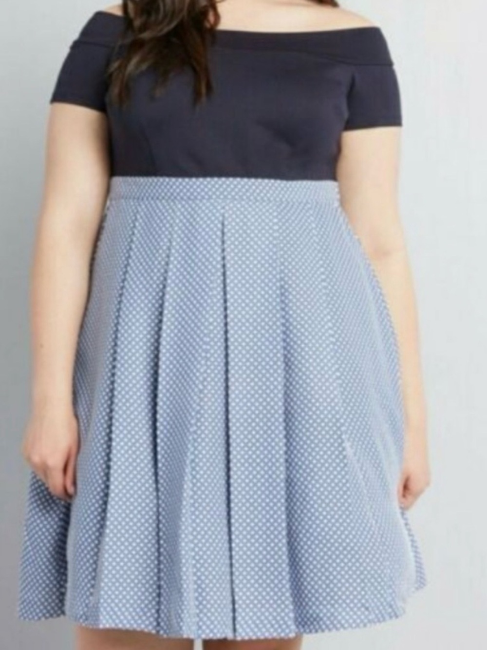 ModCloth full-skirt, high waist, wide neck/off-shoulder dress w/ pockets size 2X